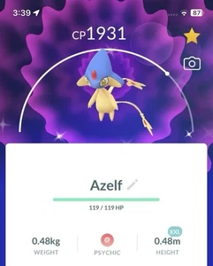 ✨ Rare Shiny Azelf LVL 50 + 3 Moves ✨ Pokémon Go Trade | PoGo - Bild 1 von 1