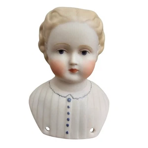 Vintage Hand Painted Bisque Doll Bust Head Parian Germany Signed - Picture 1 of 7
