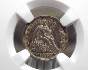 1853 "P" Seated Liberty Half Dime *ARROWS* H10 NGC MS64 CAC #009 Unc BU ECC&C - Picture 1 of 6