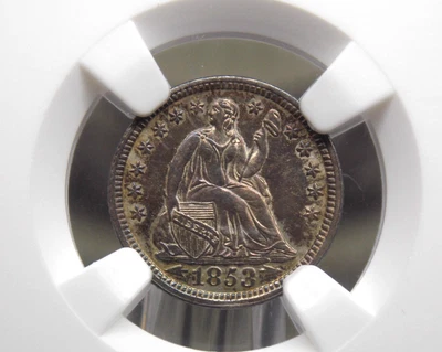 1853 "P" Seated Liberty Half Dime *ARROWS* H10 NGC MS64 CAC #009 Unc BU ECC&C - Image 1 of 4