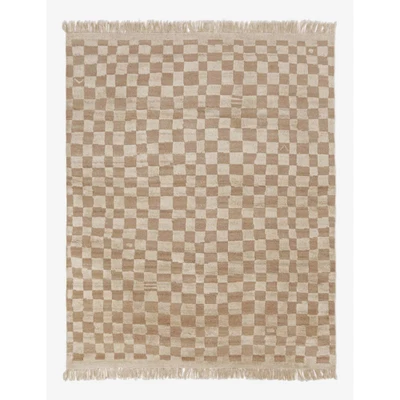 6X9,5X8,8X10,9X12 Irregular Checkerboard Hand-Knotted Wool Rug - Image 1 of 4