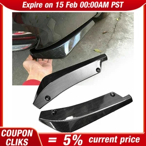 2X Carbon fiber Universal Car Rear Bumper Spoiler Lip Canard Diffuser Wrap Angle - Foto 1 di 9