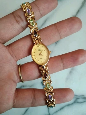 Reloj De Colección Jules Jurgensen Genuino Granate Peridoto Aguamarina Amatista Oro Pl Foto 1 de 4