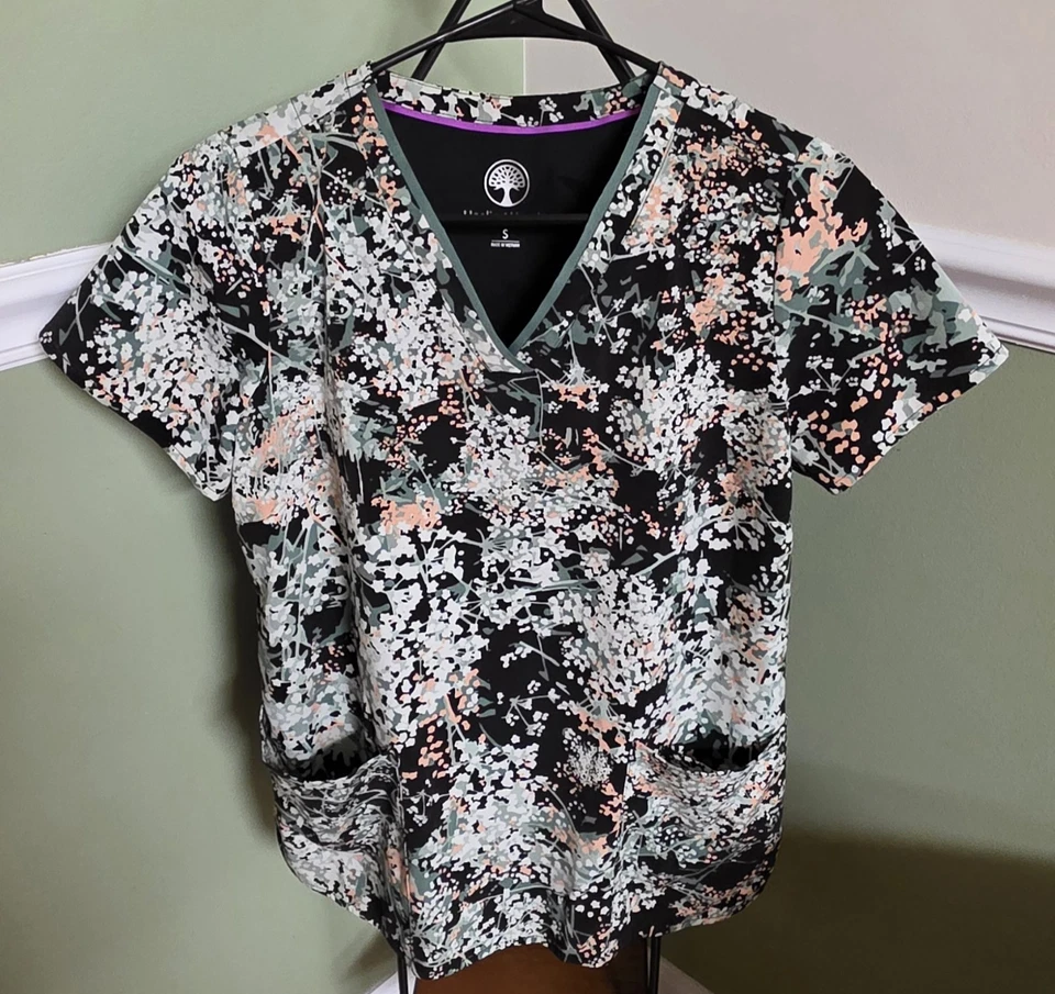 Women's Healing Hands Small V Neck Scrub Top - Image 1 of 3
