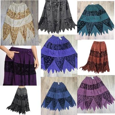 Warm Skirt Velvet Autumn Winter Embroidered Pockets One Size 12 14 16 18 20 22 - Image 1 of 4