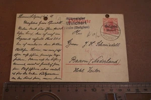 alte Ganzsache - Germania 10 Cent Belgien - Rittmeister Weichert Thuin 1918 - Picture 1 of 3