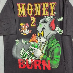 Vintage Geld Hemd Herren 3XL Schwarz Geld 2 Burn Grafik Cartoon Gangster Falle - Bild 1 von 14