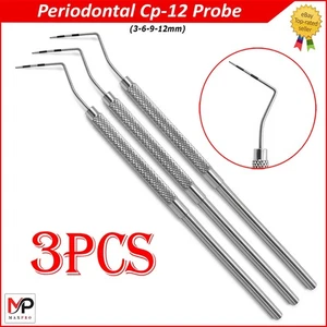 Sondas Perio CP-12 3-6-9-12 m Sonda de examen de diagnóstico dental de un solo extremo 3 piezas - Imagen 1 de 6