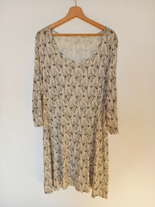 Jumping Ships UK 18 Silk & Modal Lightweight Knit Dress Cream Black - Picture 1 of 7