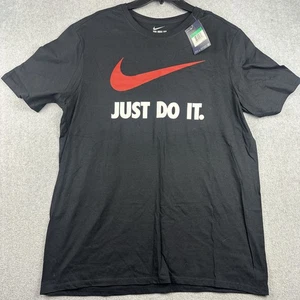 Nike Shirt Mens XL Black Just Do It Swoosh Logo Spell Out Athletic Tee Gym New - Picture 1 of 5