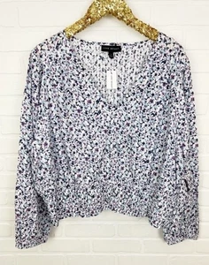 Blusa Top Lane Bryant Floral Acuarela Cuello en V Manga Larga Calada Talla 26 - Imagen 1 de 7