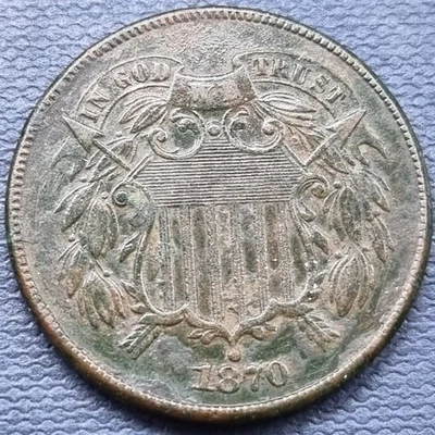1870 Two Cent Piece 2c Higher Grade XF - AU Details #92820 - Image 1 of 2