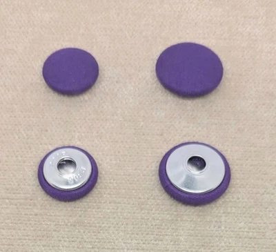 Cadburys Purple Polycotton Tape Back Buttons - Sizes 19mm and 23mm - Image 1 of 2