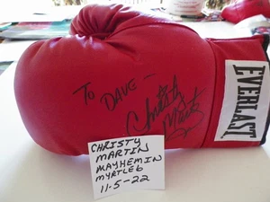 CHRISTY MARTIN BOXING HOFer AUTHENTIC AUTOGRAPHED EVERLAST GLOVE 11-5-22 - Picture 1 of 2