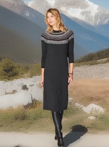 Chic y2k J Jill Mujer Fair Isle Vaina Suéter Vestido LP Gris Navidad $129 - Imagen 1 de 8