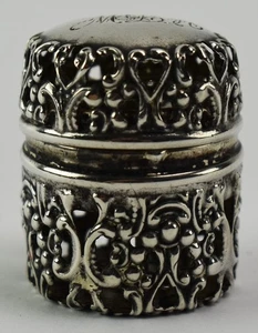 Ornate Victorian Webster Sterling Silver Thimble Holder - Picture 1 of 7