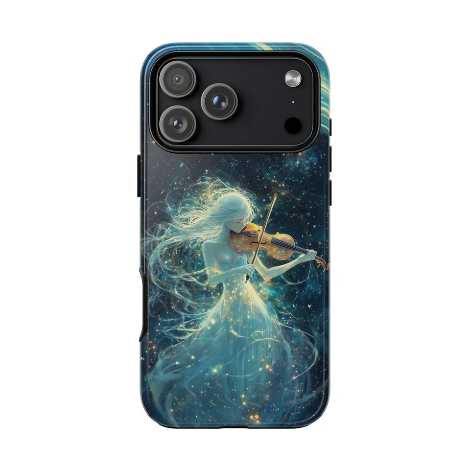 Phone Ink Case for iPhone / Galaxy / Pixel – Ethereal Violin Girl White Waves - Image 1 of 1