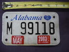 Alabama Heart of Dixie Roll Tide War Eagle motorcycle license plate Harley 02003