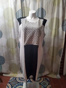 Spense Woman Black & White Colorblock Sleeveless A-Line Dress (22W) Plus Size - Picture 1 of 7
