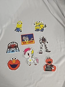 8 Sticker Lot cartoon Minions Transformers Seseme Street Elmo Unicorn Tom&Jerry - Picture 1 of 6