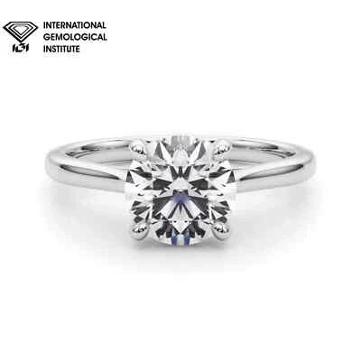 Anillo de compromiso solitario de diamantes cultivado en laboratorio de 5 quilates E VS1 IGI certificado oro de 14 k Foto 1 de 4