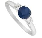 18ct white Gold 0.24ct Diamond And Sapphire Engagement Ring Size N 17.1mm 