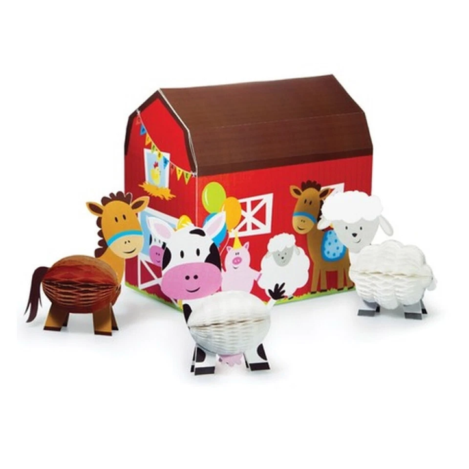 Farm Barnyard Party Supplies Farmhouse 3D Honeycomb Table Centrepiece Decoration - Image 1 of 1
