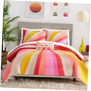 Sunburst 3-Piece 100% Cotton Duvet Set - Full/Queen Pink - Picture 1 of 8