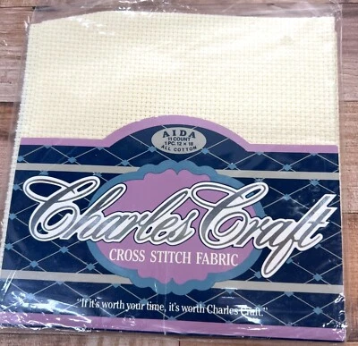 Charles Craft Aida 11 Count Cross Stitch Fabric 12" X 18" All Cotton Cream - Image 1 of 2