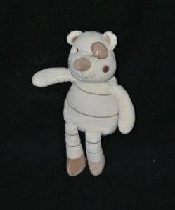 Peluche doudou ours VERTBAUDET VERT BAUDET  blanc beige marron cocard 25 cm TTBE - Picture 1 of 1