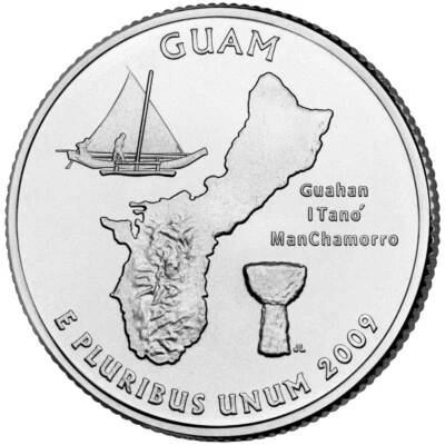 2009 P Guam Territory State Quarter. Uncirculated from US Mint roll. - Image 1 of 3