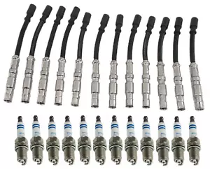 Ignition Wire Cable & Spark Plug Platinum OEM Bosch for Mercedes V6 (12Sets) - Picture 1 of 2