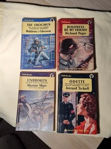 4X Pan Books 1950s War Stories ODETTE Unbroken THE FROGMEN Boldness Be My Friend - Picture 1 of 2