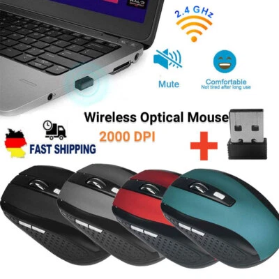 Maus Kabellos USB Wireless-Mouse 2000DPI Computer Notebook Laptop Funkmaus PC - Bild 1 von 4
