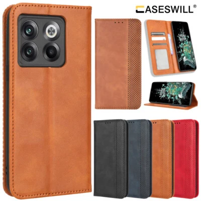For OnePlus 11 / 10T 5G Retro Leather Wallet Card Holder Case+Screen Protector - Image 1 of 4
