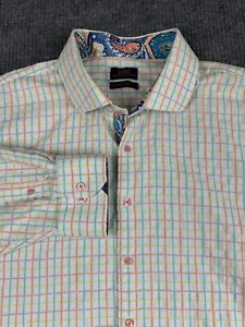 Steven Land Mens 4XLT 20 36/37 Long Sleeve Button Up Blue Peach Yellow White - Picture 1 of 14
