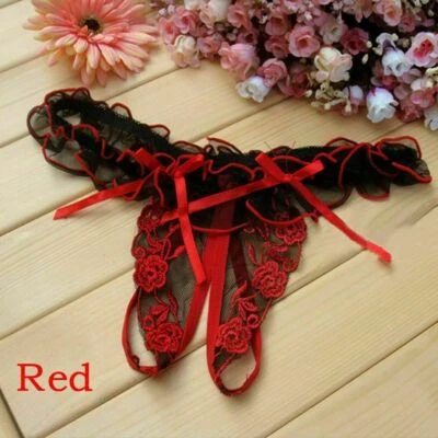 Sexy Women Crotchles Thong G-string Lace Panties Lingerie Underwear T-back USA - Image 1 of 4