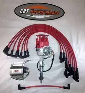 FORD 289 302 TAPA PEQUEÑA DISTRIBUIDOR HEI ROJO + CABLES ENCHUFABLES 8MM EE. UU. + BOBINA 60.000V - Imagen 1 de 5