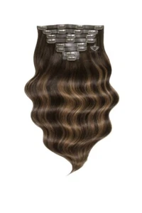 Foxy Locks Mochaccino - elegante 16" nahtlose Clip in Echthaarverlängerungen 150 g - Bild 1 von 3