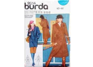 UNCUT Burda 9214 Winter Wool Double Breasted Jacket / Coat Pattern UK 16 18 20 - Picture 1 of 3