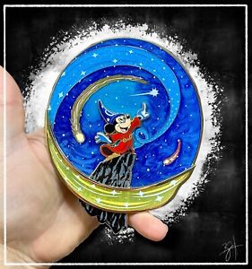 Sorcerer Mickey Jumbo 6” Fantasy Pin Fantasia Disney w/ Stained Glass