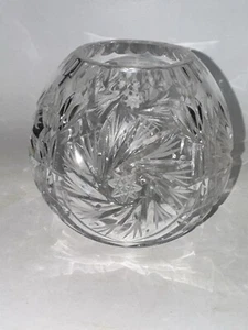 Böhmisch Tschechisch Klar Kristall Rose Schüssel 4" Durchmesser Buzzsaw Stern Daumenabdruck Rand - Bild 1 von 11