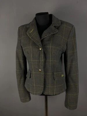 Miss Sixty Womens Blazer Jacket Size M Green Gray Cotton Plaid Zipper - Image 1 of 4