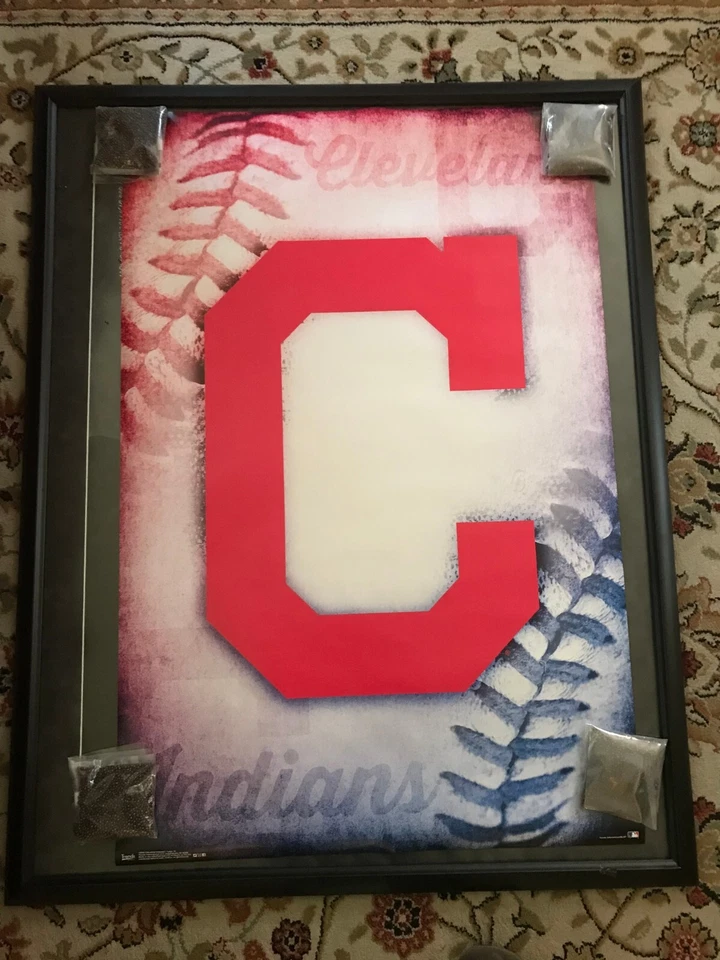 CLEVELAND INDIANS - STITCHED BALL LOGO  22x34 - MLB POSTER - Image 1 of 1