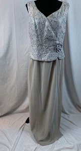 Vintage Made in USA langes festliches Kleid silber bestickt Damengröße Medium - Bild 1 von 15