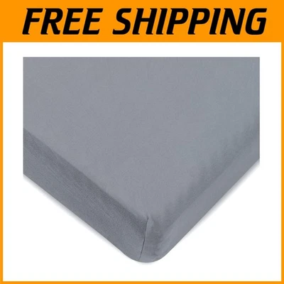 Soft Washable Grey Fitted Sheet for Twin 4" Mattress - Image 1 of 4