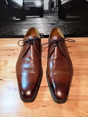 Magnanni Men’s Cap Toe Derby Oxford Shoes Brown Cognac Leather Handmade Spain 13 - Image 1 of 4