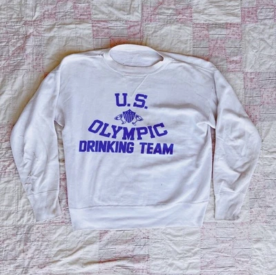 Vintage 50s 60s "U.S. Olympic Drinking Team" Sweatshirt  V-Neck - Image 1 of 4