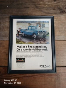1966 F100 Blue Vintage Framed 8" X 11" Print Ad F-100 Truck Man Cave Garage Art - Picture 1 of 6