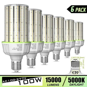 6Pack 400W MH/HPS Replace LED Corn Bulb Lamp Warehouse 100W E39 Large Base 5000K - Picture 1 of 14